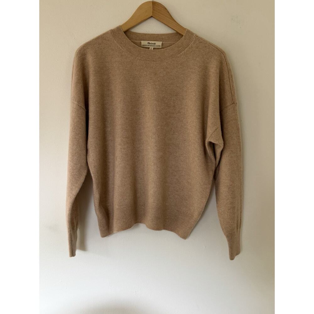 Madewell 100% Cashmere Crewneck Oversized Sweater Tan Size Medium $148 - Picture 2 of 5